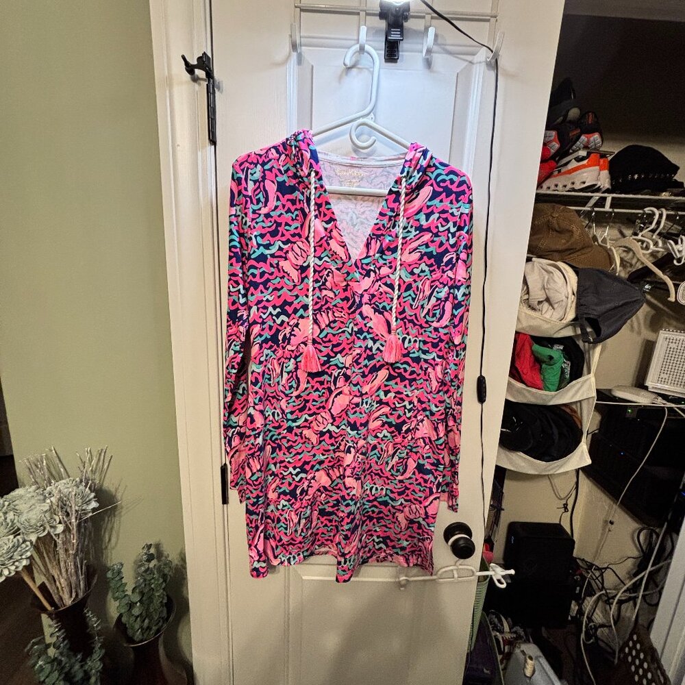 NWT Lilly Pulitzer Women's Size Small UPF 50+ Rylie Cover Up Dress Resort Navy